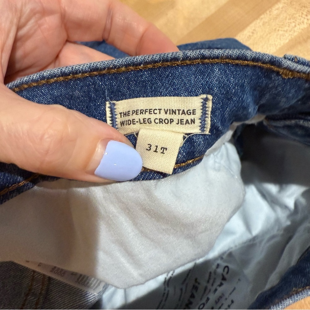 NWT Madewell The Perfect Vintage Wide-Leg Crop Blue Size 31 Tall - Picture 5 of 5